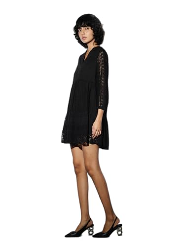 ONLY Women's Cotton Blend Classic Mini Casual Dress (9007478-Jet Black_Jet