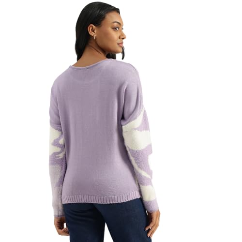 United Colors of Benetton Women's Nylon Round Neck Sweater (25A1099W3M78IL38_Purple