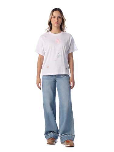 ONLY Women's Graphic Print Regular Fit White T-Shirt