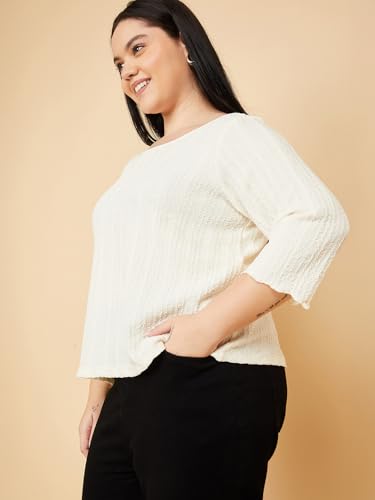 Max Women Textured Top (Off White_5XL)