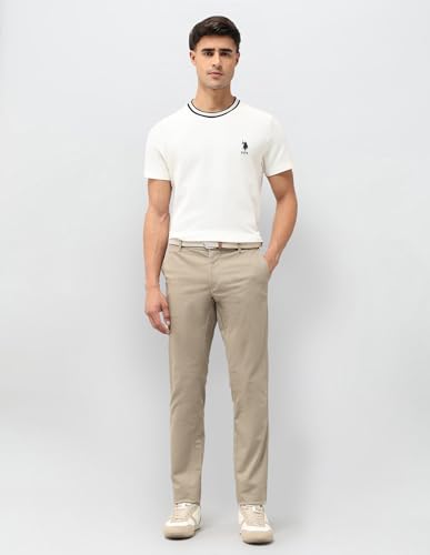 U.S.Polo Association Men's Denver Slim Fit Satin Trousers (USTRO160D_Brown_32)