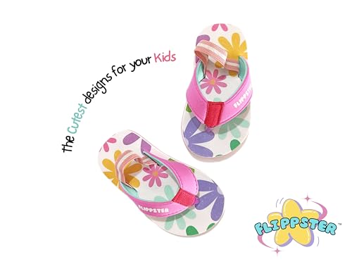FLIPPSTER Kids Flip Flops With Cute Pink Mint Floral Print, Casual Summer Wear for Little Kids (UK Footwear Size System, Little Kid, Numeric, Medium, 10)