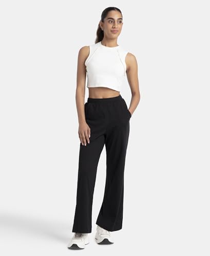 Jockey A158 Women's Super Combed Cotton Rich Straight Fit Wide Leg Pants_Black_L