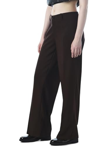 ONLY Women's Solid Flared High Rise Brown Pants