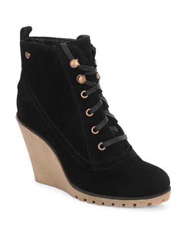 Delize Black Women wedge derby ankle boots TT-0059-41
