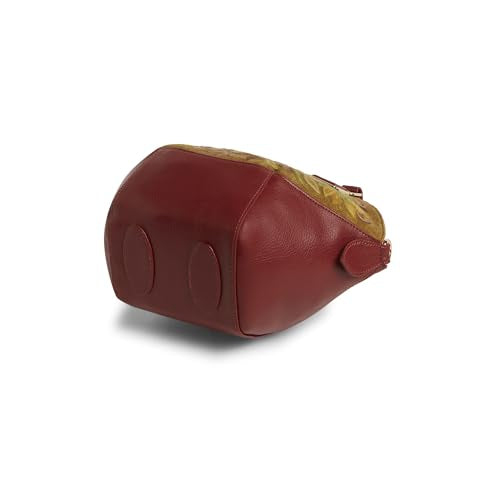 Caprese Siji Tresna Small Satchel Bag for Women with Adjustable & Detachable Strap | Kashida Embroidery Shoulder Bag | Crossbody & Handheld Bag for Work, Travel, and Everyday Use (Red)