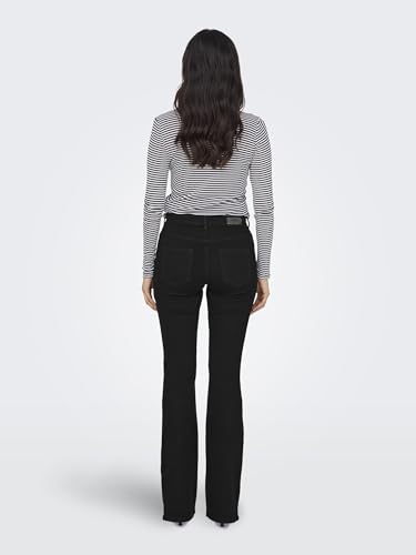 ONLY Women Cotton Blend Stretchable Mid-Rise Bootcut Black Jeans