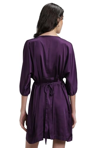 FOREVER 21 Women's Polyester Blend Fit and Flare Mini Casual Dress (FWA23PDRF0083_Purple