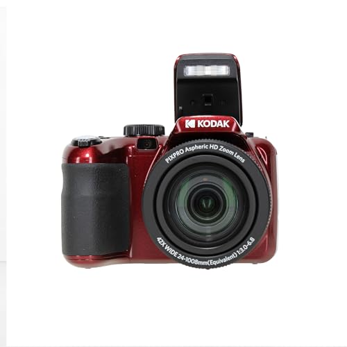 Kodak PIXPRO AZ425 20MP Vlogging Digital Camera (Red) 42X Optical Zoom, 24mm Wide Angle Lens Bundle with 64GB Memory Card + Vlogger Tripod + Bag + More Vlog Accessories