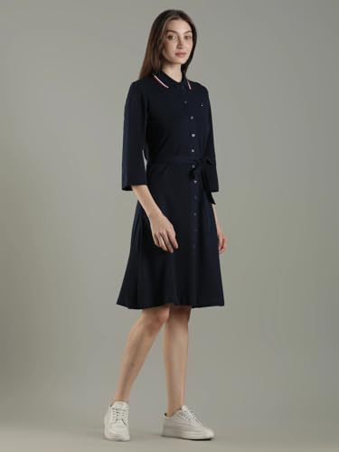 Cotton Polo Collar Shirt Dress