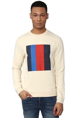 Allen Solly Men Cream Crew Neck Full Sleeves Casual Sweatshirt