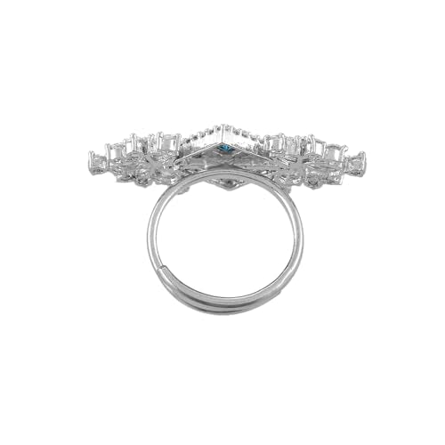 VOYLLA Before Sunrise Statement Ring, Rings For Women, American Diamond, Party, Wedding, Festive, Gift For Women, (Aqua)