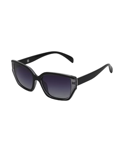 Carlton London Black Toned with Blue Polarised Lens Oversized Sunglass for women