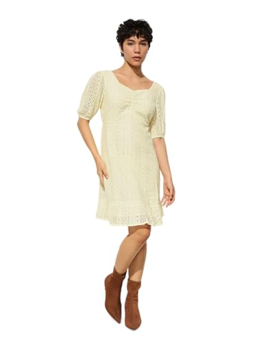 ONLY Women's Fit and Flare Yellow Dress