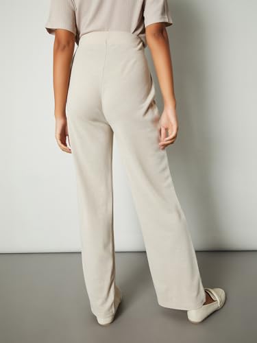 Max Women Textured Wide Leg Trousers (Brown_L)