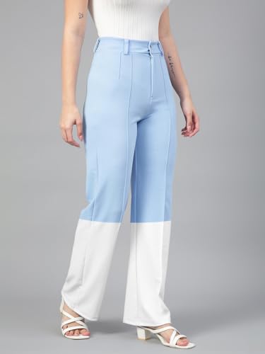 KOTTY Women's Straight Leg High-Rise Stylish Designer Trousers(Multicolor,28)