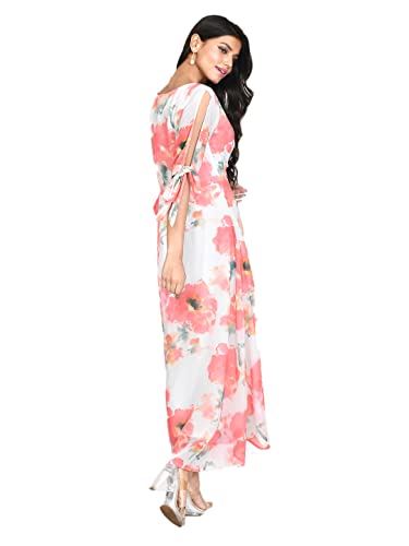 Zink London Women's White Floral Print A-Line Maxi Dress