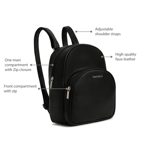 Fastrack Ivory Black 2 Compartment College Backpack For Women, Girls & Ladies | Stylish And Trendy Backpack | Everyday Backpack For College And Office Use