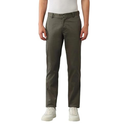 Arrow Men's Printed Slim Fit Acrylic Casual Trouser Olive