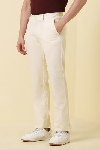 Men Beige Solid Casual Trousers