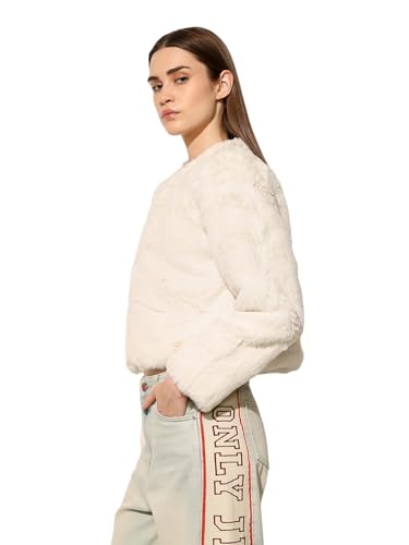 ONLY Women's Solid Regular Fit Cream Jacket