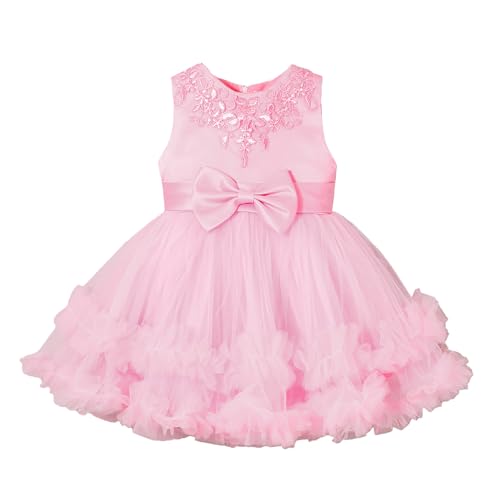 Hopscotch Girls Pink Sleeveless Lace Embellished Dress For Age (18-24 Months)