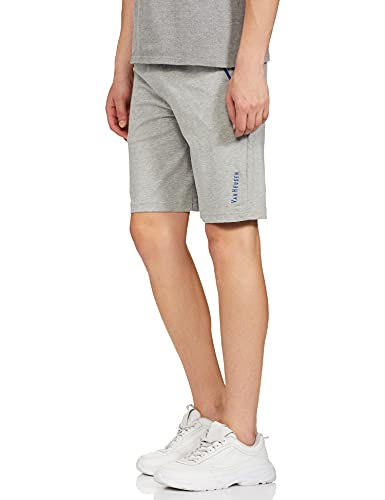 Van Heusen Athleisure Men Knit Shorts - Cotton Rich - Antiviral, Zipper Pocket, Breathable_50008_Grey Melange_L