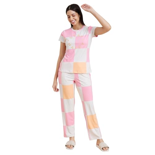 Sweet Dreams Women's Cotton Blend Solid Pajama Set Pack of 2 (2015AXCO Pink S)