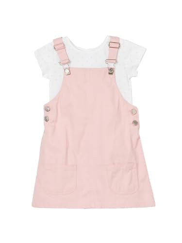 Max Girls Solid Pinafore Dress with T-Shirt(Pink_3-4 Y)