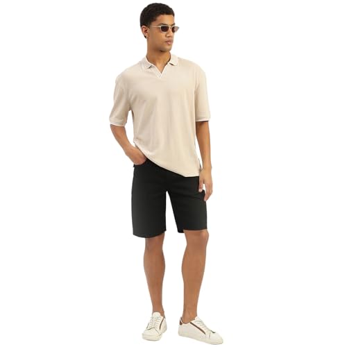 UNITED COLORS OF BENETTON Oversized Fit Johny Collar Textured T-Shirt (Size: S)-25P3S49J3941I152 Beige