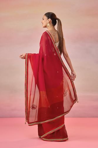 Taneira Women Purple Silk Kota Contemporary Embroidery Saree with Unstitched Blouse (SACP10AD5014 - Purple)