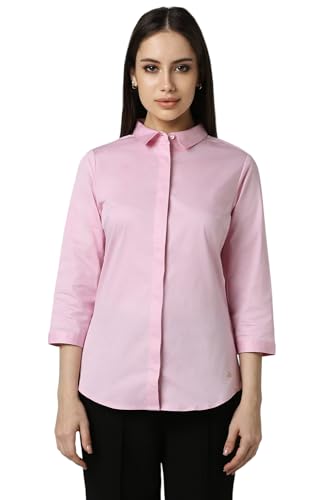 Van Heusen Women Pink Solid 3/4th Sleeves Formal Shirt