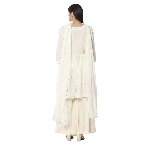 Biba Women Off White Cotton Straight Kurta Set_42