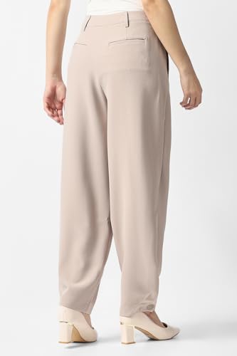Women Beige Solid Casual Trousers
