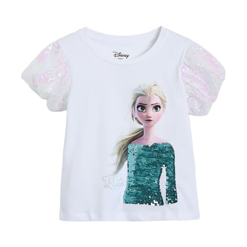 Hopscotch Girls Elsa Reversible Sequined Cotton T-Shirt in White Color for Age (12-24 Months)