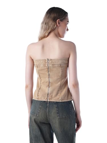 ONLY Women's Solid Slim Fit Brown Waistcoat