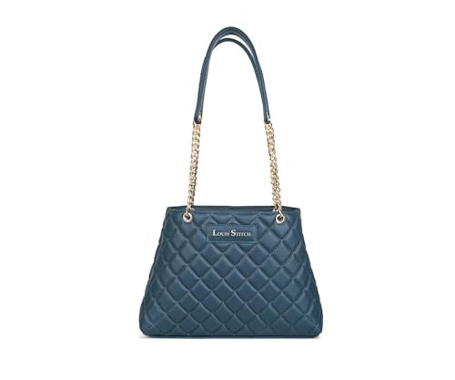 LOUIS STITCH Stylish Dark Blue Handbag for Women | Multi Pocket Ladies Satchel Handbag for Travel, Office, College | LDB-12-CUSBDB