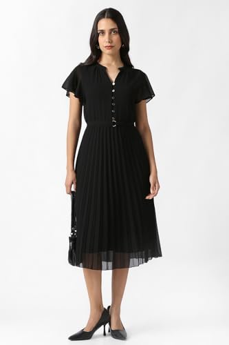 Women Black Solid Party Dress