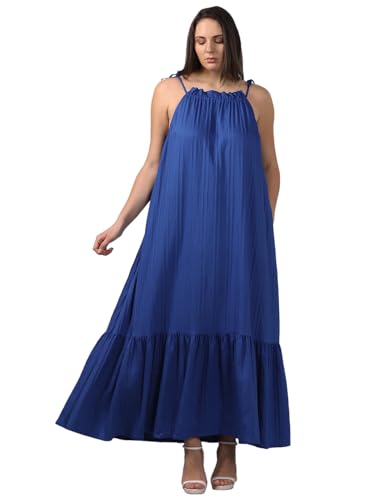 VERO MODA Curve Women's Fit and Flare Blue Dress