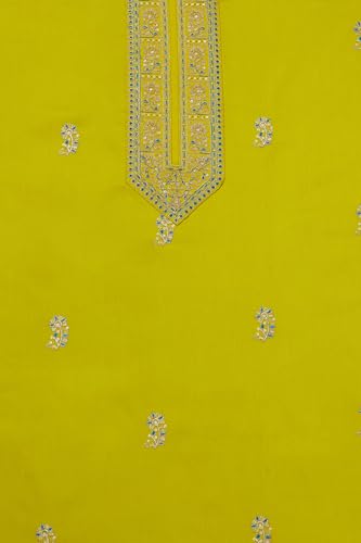 Soch Womens Light Green Cotton Blend Embroidered Unstitch Dress Material With Sequins