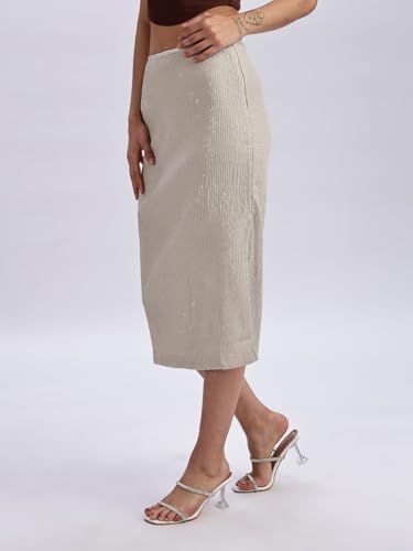 Calvin Klein Jeans Slim Fit Beige Pencil Skirt