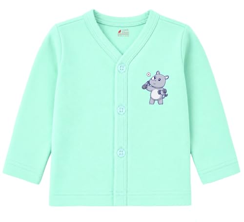 Lush Plush Baby Boys & Girls Cotton Full Sleeves Jhabla Vest | Front Open with Buttons | Lightweight & Breathable Fabric | Pack of 4 | Pastel Shades | 9-12 Months
