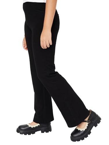 Max Girls Solid Slim Fit Trousers (Black_9-10 Y)