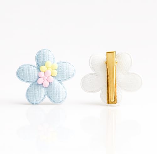 Tresneria Round Mint Blue Bear Sunglasses with Blue Flower Hair Clips | Stylish Kids Combo for Summer, Travel & Birthday Gifts Set of 2