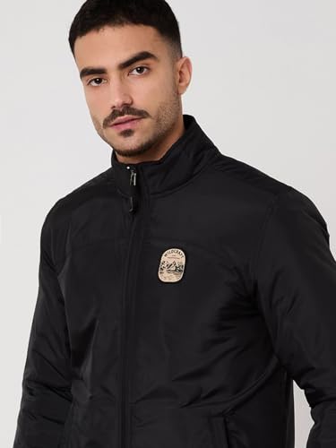 Wildcraft Men Sierra Solid Nylon Blend Collored Casual Quilted Jacket, Full Sleeve - Regular fit, Black, S