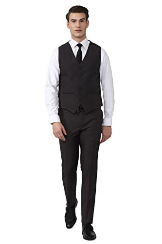 Van Heusen Men's Polyester Blend Three Piece Suit-Dress Set (VDSUESKFY61942_Black_42)