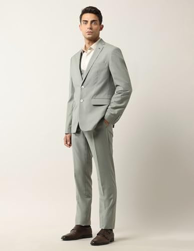 Arrow Men's Polyester Business Suit Pants Set (ARAISU5605_Medium Green