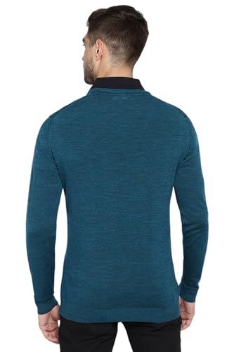 Van Heusen Athleisure Men Sweater - 100% Merino Wool - Crew Neck, Full Sleeve, Ultra Soft_72001_Teal_XL