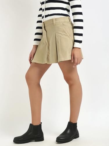 Tommy Hilfiger Flared-Fit Solid Mid Rise Skirt Beige