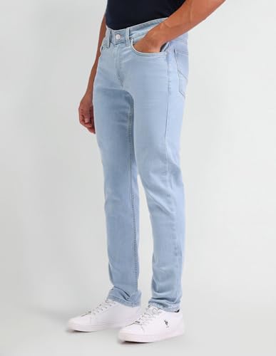 U.S. Polo Assn. Denim Co. Men's Brandon Slim Tapered Fit Blue Jeans (UDJEN1252_Light Wash_38)